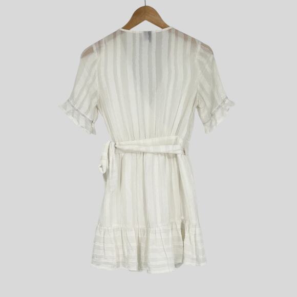 Princess Polly White Striped Wrap Mini Dress Size 4 - Picture 3 of 7